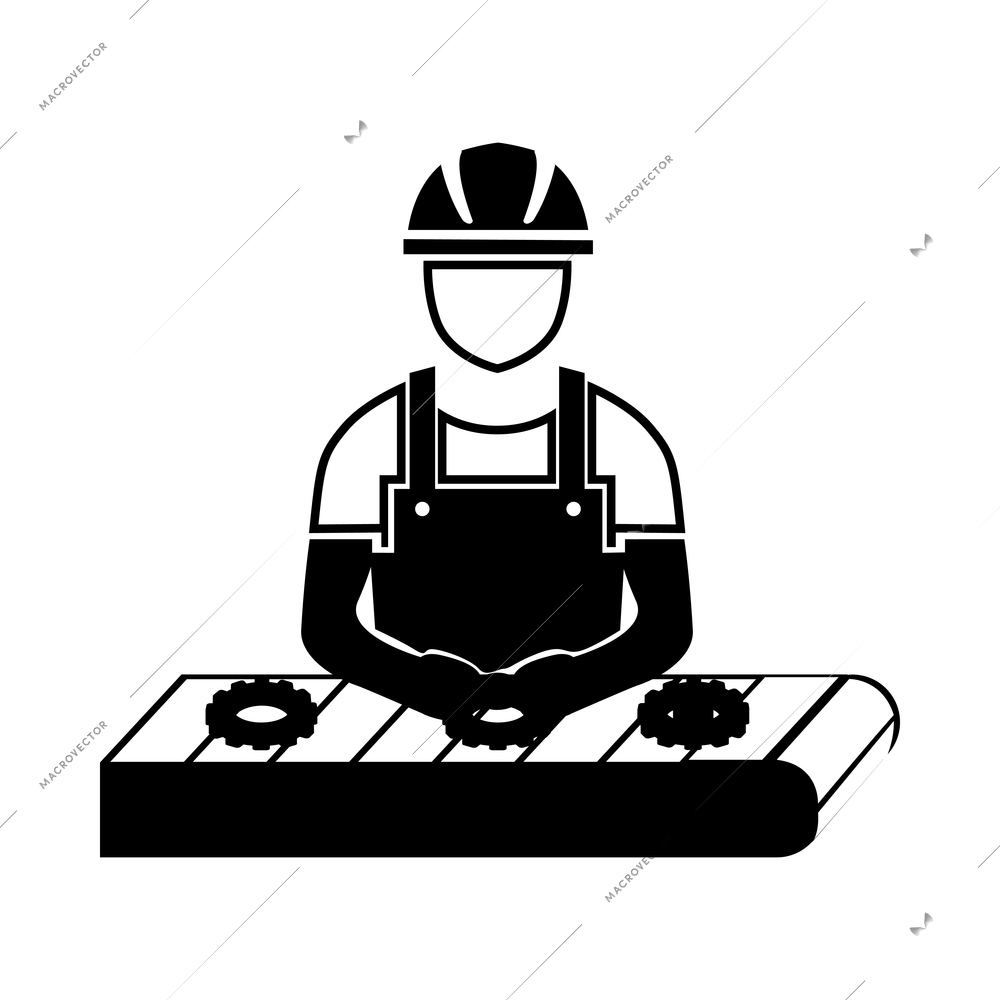 Engineering black composition with flat isolated monochrome image on blank background vector illustration