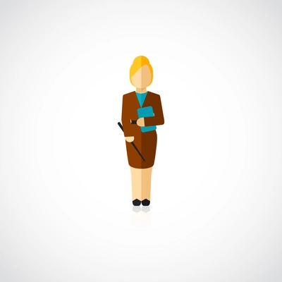 Woman teacher  profession character full length flat avatar isolated vector illustration