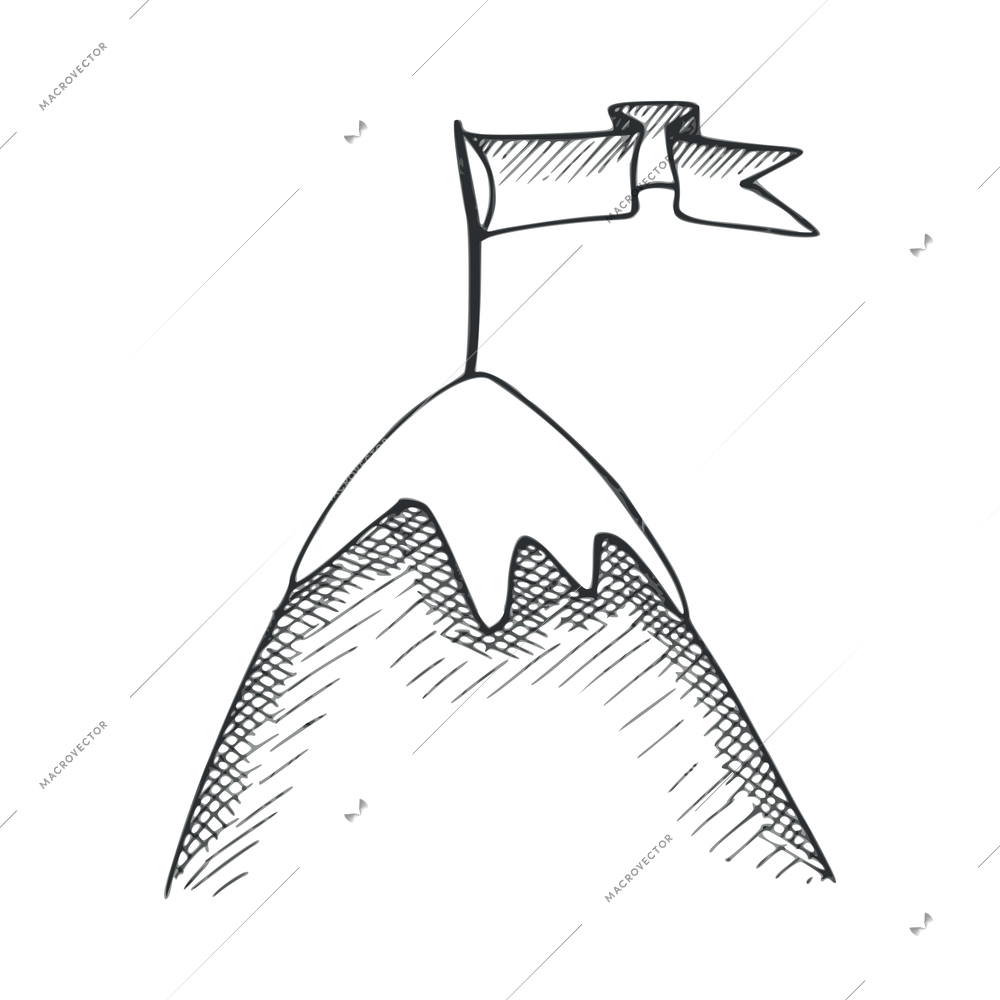 Mountain climbing camping doodle composition with isolated hand drawn style image vector illustration