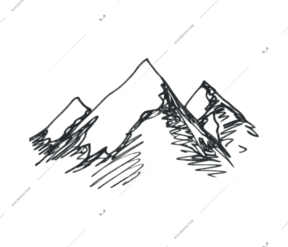 Mountain climbing camping doodle composition with isolated hand drawn style image vector illustration