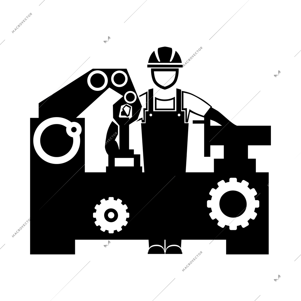 Engineering black composition with flat isolated monochrome image on blank background vector illustration