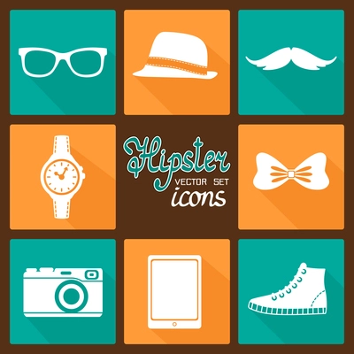 Hipster accessories pictograms set of clothes and items vector illustration