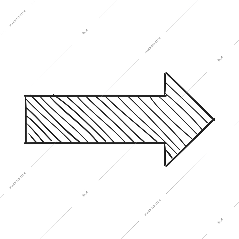 Arrows sketch composition with isolated hand drawn style black icon of ornate arrow vector illustration