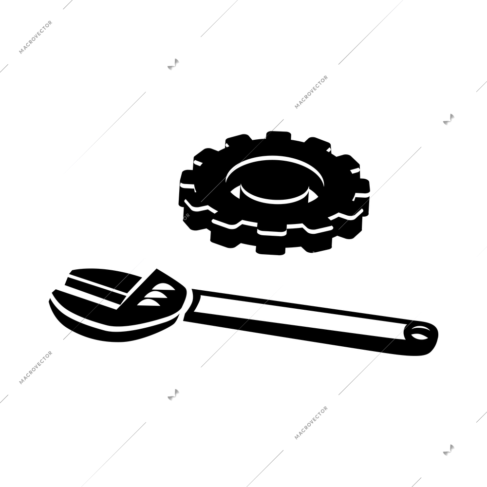 Engineering black composition with flat isolated monochrome image on blank background vector illustration