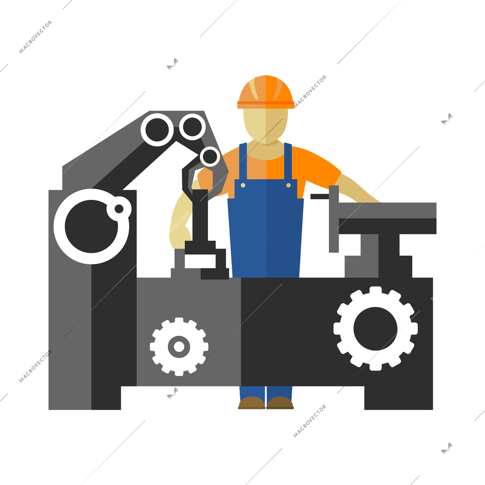 Engineering black composition with flat isolated colorful image on blank background vector illustration