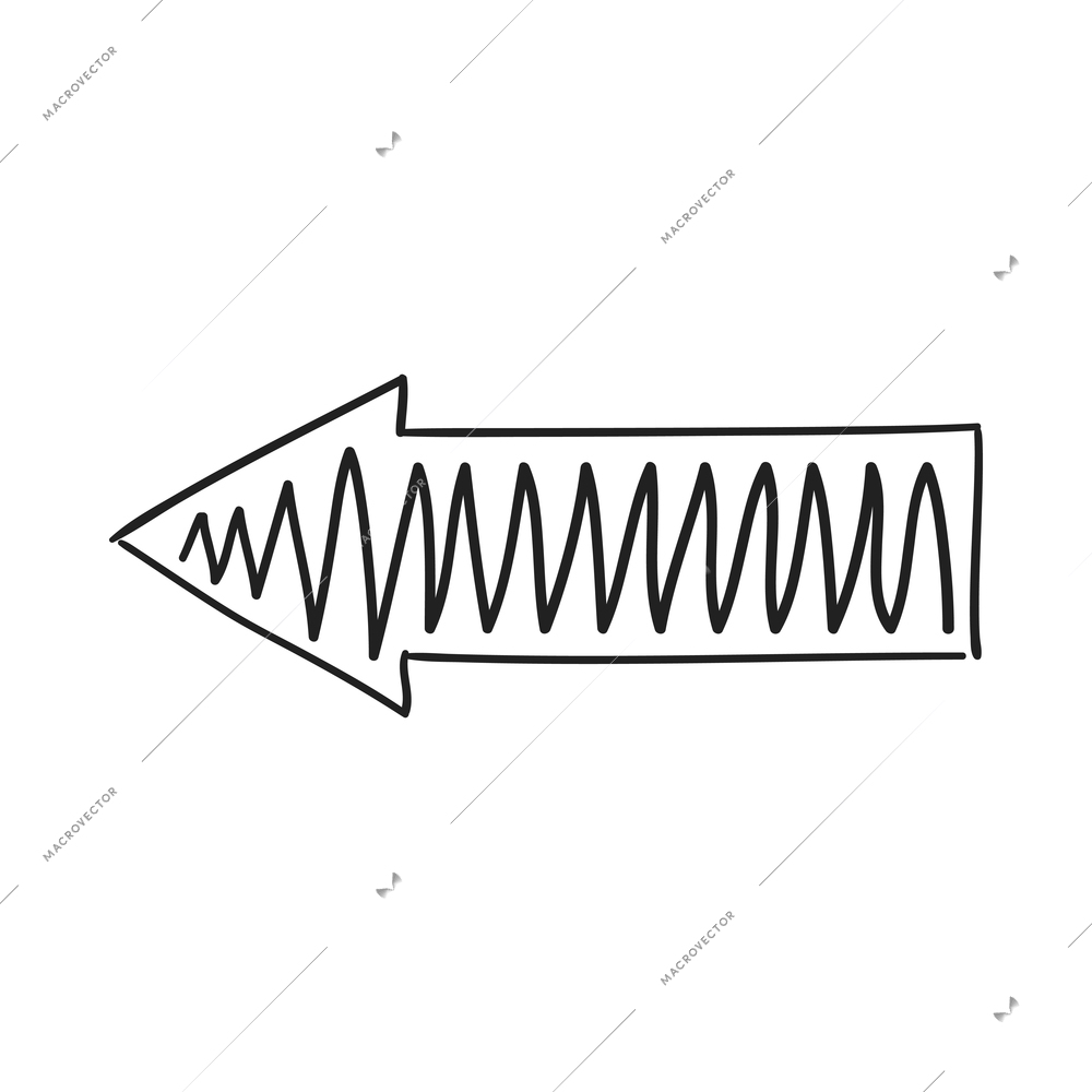 Arrows sketch composition with isolated hand drawn style black icon of ornate arrow vector illustration