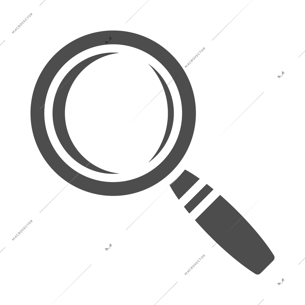 Magnifying glass composition with flat monochrome icon of hand lens with search pictogram vector illustration