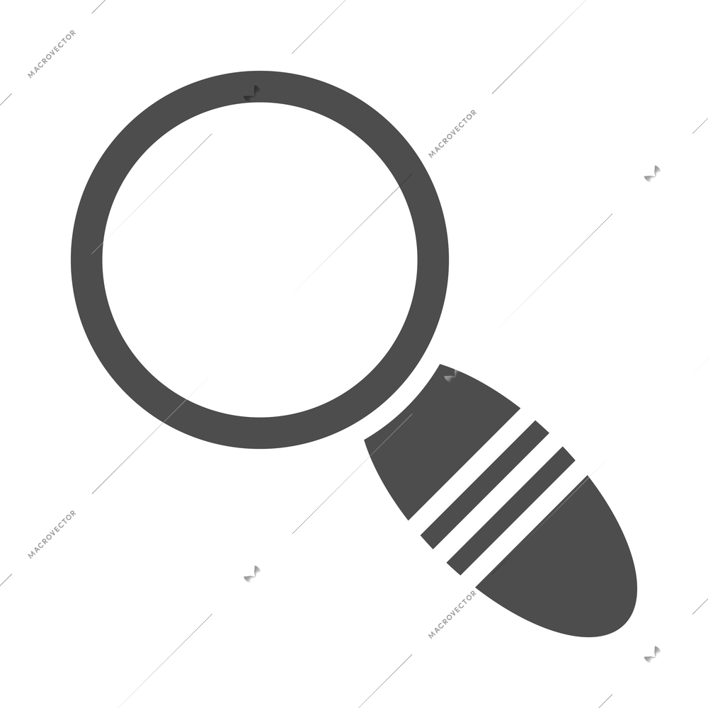 Magnifying glass composition with flat monochrome icon of hand lens with search pictogram vector illustration