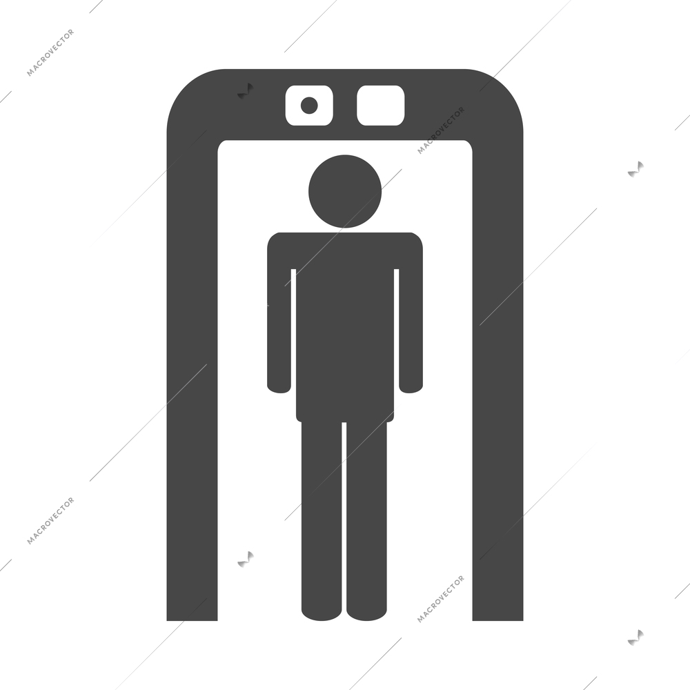 Airport composition with isolated monochrome silhouette icon on blank background vector illustration