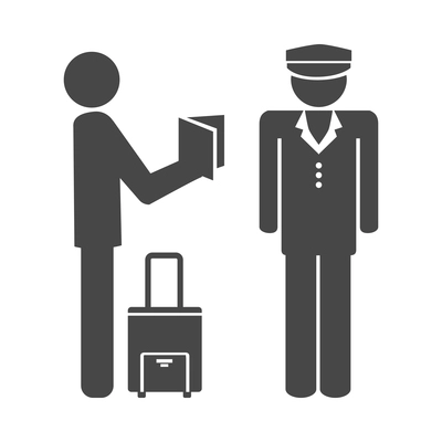 Airport composition with isolated monochrome silhouette icon on blank background vector illustration