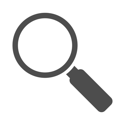 Magnifying glass composition with flat monochrome icon of hand lens with search pictogram vector illustration