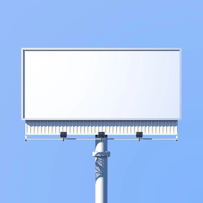 Realistic 3d outdoor advertising billboard sign isolated on blue background vector illustration