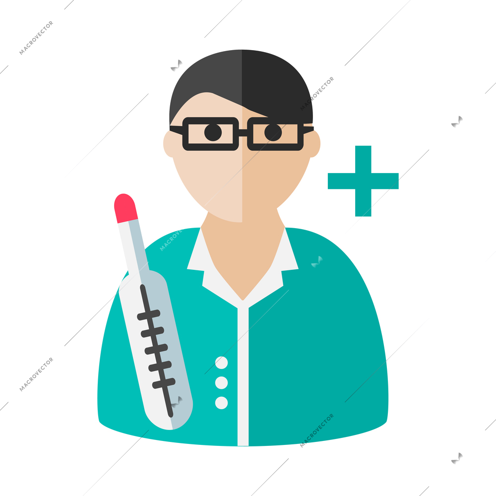 Medical composition with simplified flat human character of medical specialist in uniform vector illustration