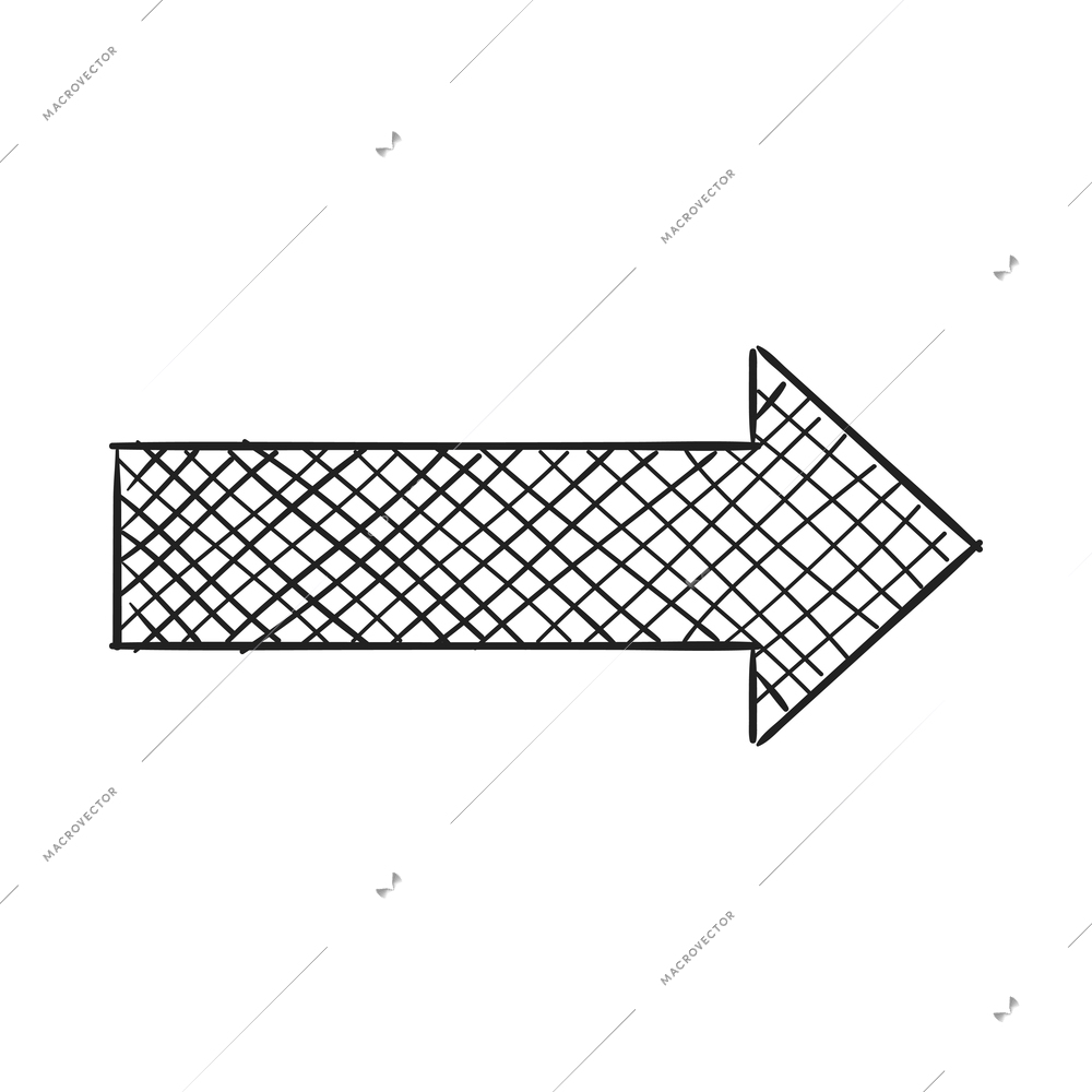 Arrows sketch composition with isolated hand drawn style black icon of ornate arrow vector illustration