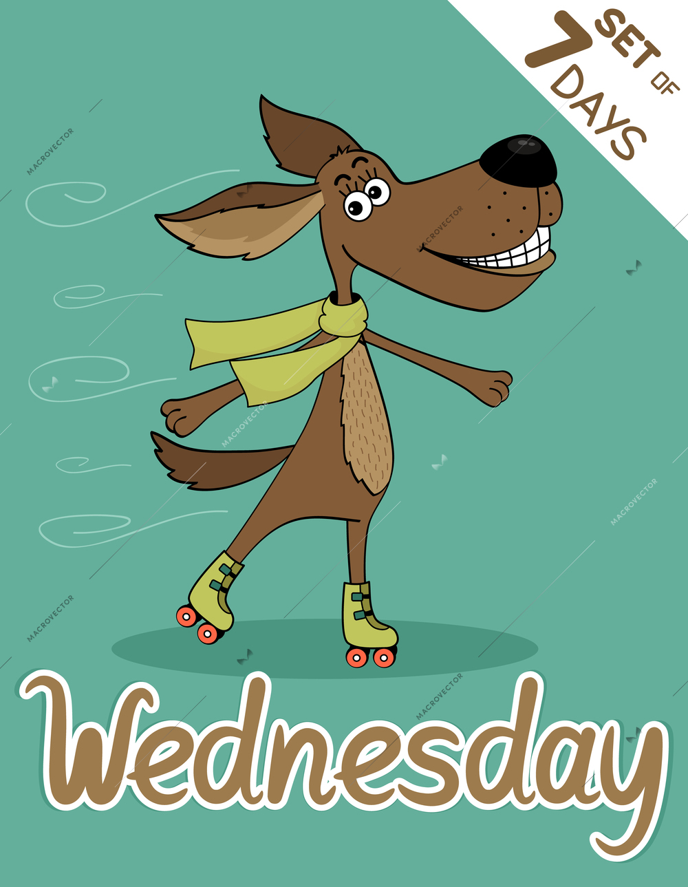 Wednesday dog weekdays hipster vector illustration calendar set