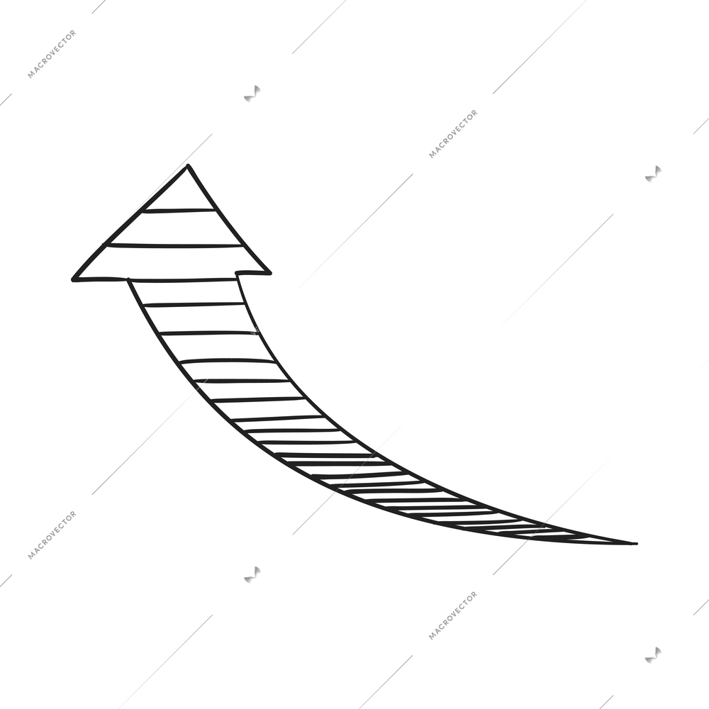 Arrows sketch composition with isolated hand drawn style black icon of ornate arrow vector illustration