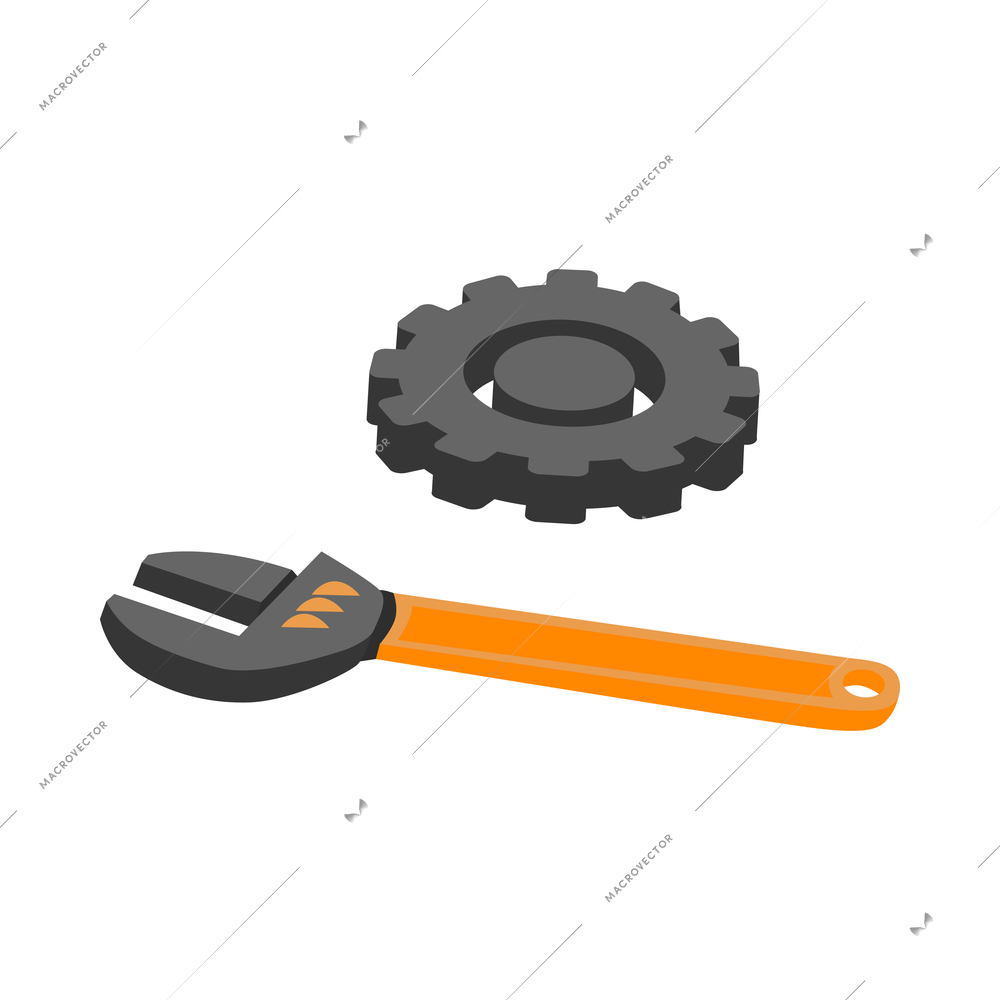 Engineering black composition with flat isolated colorful image on blank background vector illustration