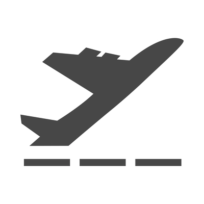 Airport composition with isolated monochrome silhouette icon on blank background vector illustration