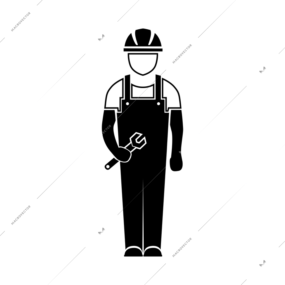Engineering black composition with flat isolated monochrome image on blank background vector illustration
