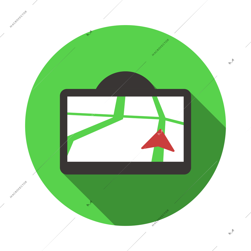 Navigation flat round composition with icon inside colorful circle frame on blank background vector illustration