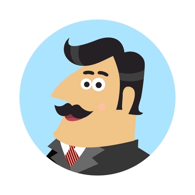 Business life shareholder round composition with doodle style human character of businessman in circle vector illustration