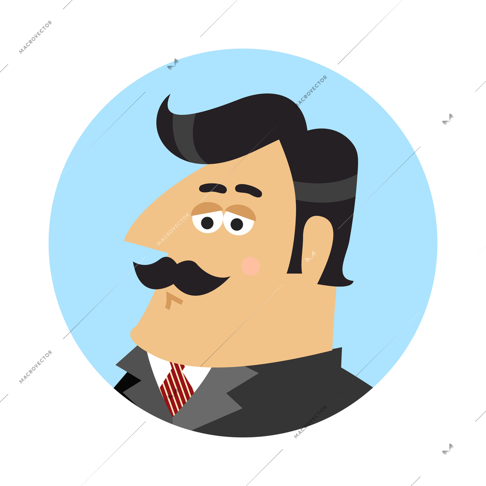 Business life shareholder round composition with doodle style human character of businessman in circle vector illustration