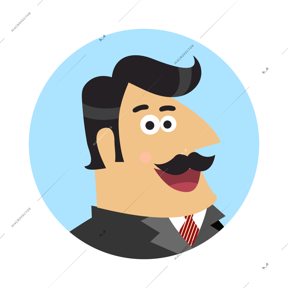 Business life shareholder round composition with doodle style human character of businessman in circle vector illustration