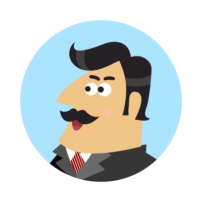 Business life shareholder round composition with doodle style human character of businessman in circle vector illustration