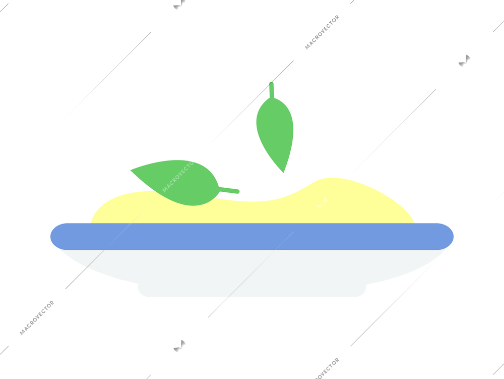 Cuisine composition with flat image of kitchen meal dishware on blank background vector illustration