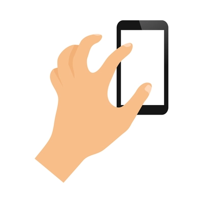 Hand phone composition with view of human hands gesture and smartphone with empty screen vector illustration