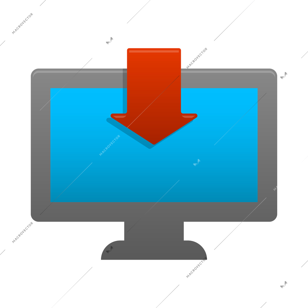 Internet download glossy composition with isolated pictogram icon with colorful arrow vector illustration