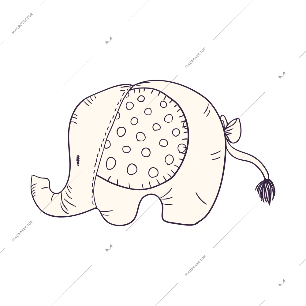 Toys sketch composition with isolated image of hand drawn style toy on blank background vector illustration