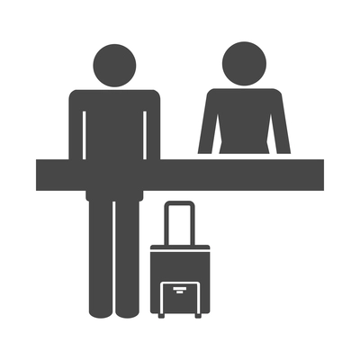 Airport composition with isolated monochrome silhouette icon on blank background vector illustration