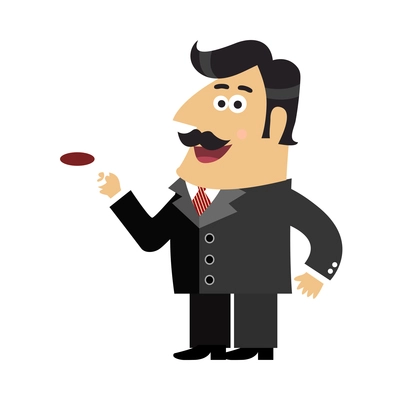 Business life shareholder composition with doodle style character of businessman with moustache vector illustration