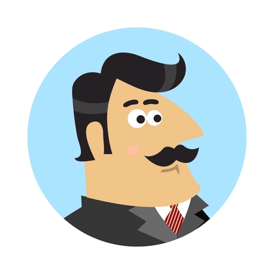 Business life shareholder round composition with doodle style human character of businessman in circle vector illustration