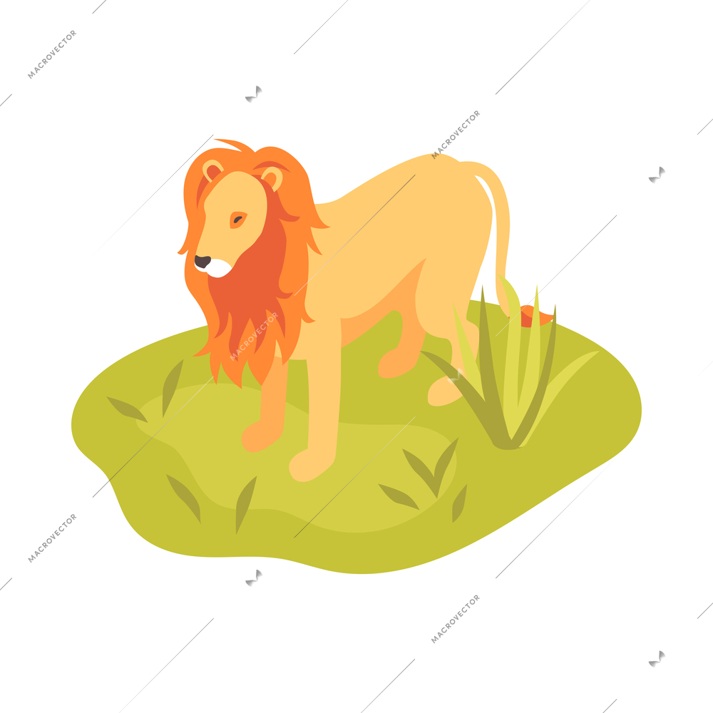 Isometric zoo composition with isolated animal park image on blank background vector illustration
