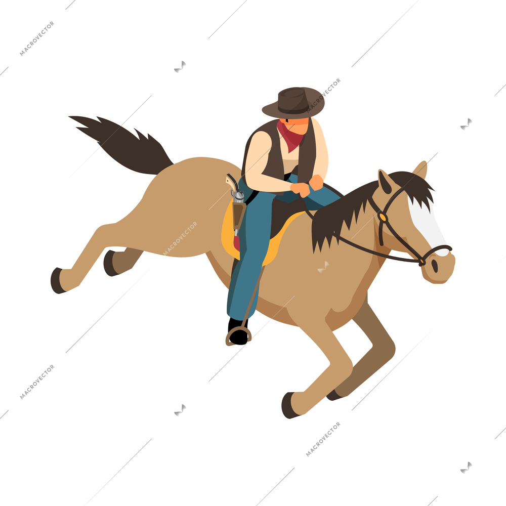 Wild west cowboy local american saloon isometric composition with isolated vintage style image vector illustration