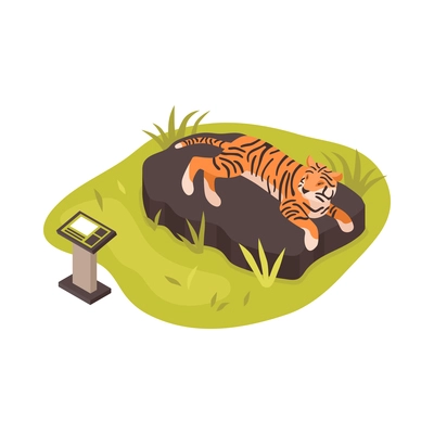 Isometric zoo composition with isolated animal park image on blank background vector illustration