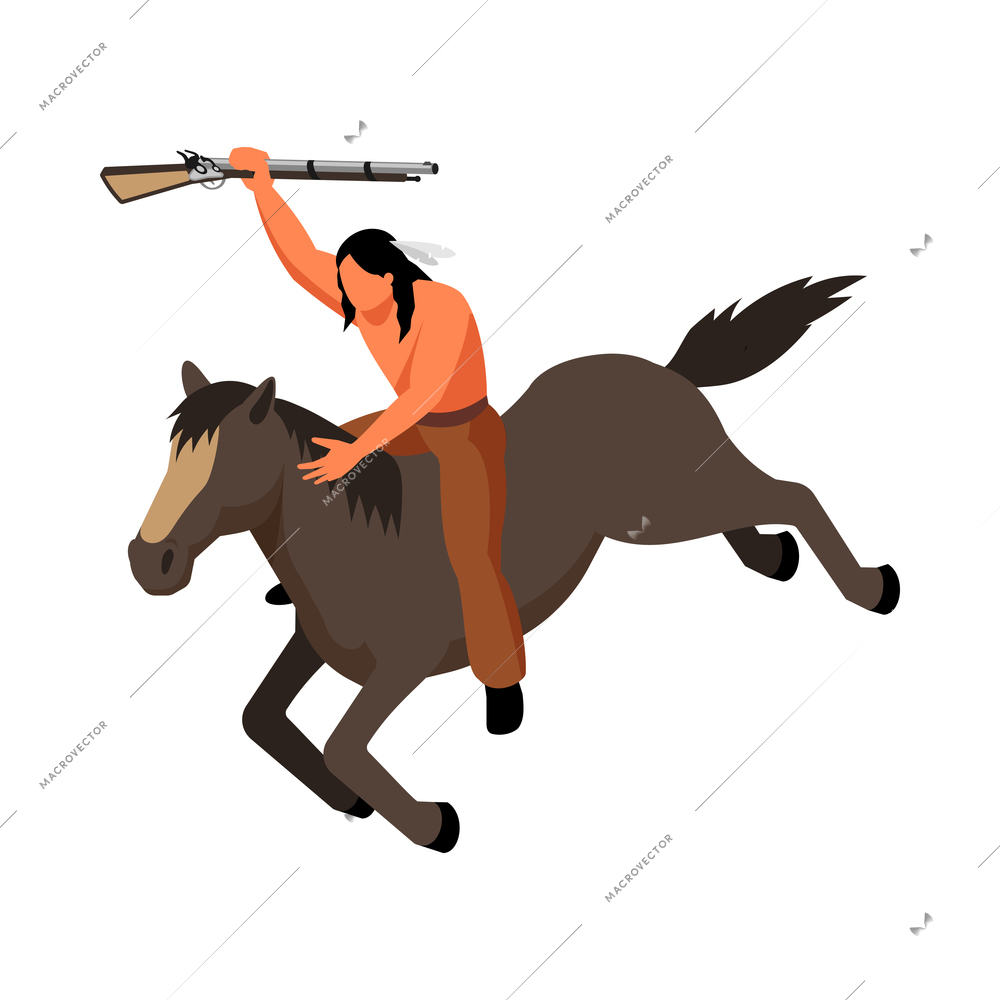 Wild west cowboy local american saloon isometric composition with isolated vintage style image vector illustration