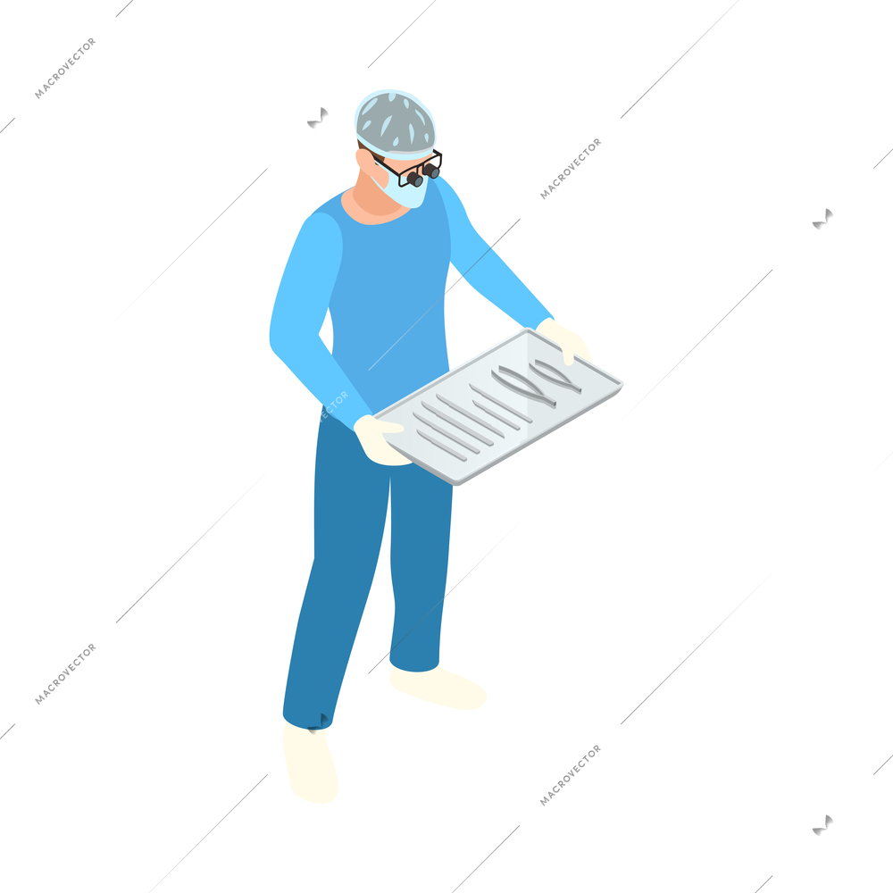 Neurology and neural surgery isometric composition with medical innovations isolated image vector illustration