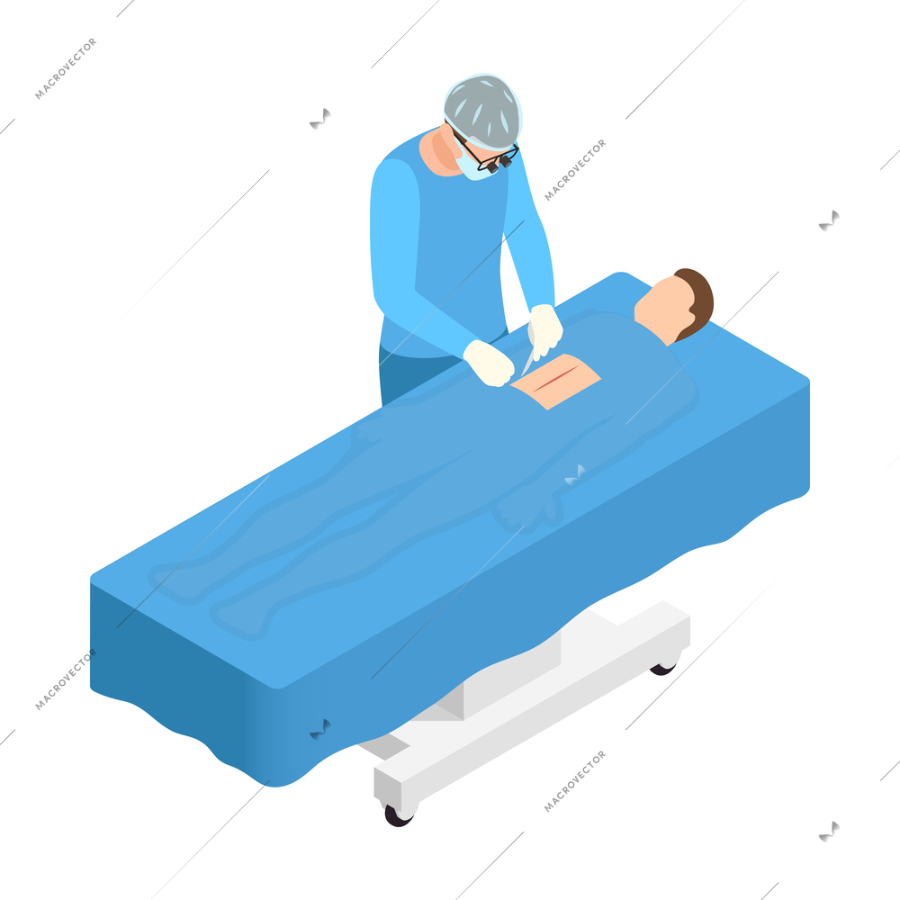 Neurology and neural surgery isometric composition with medical innovations isolated image vector illustration