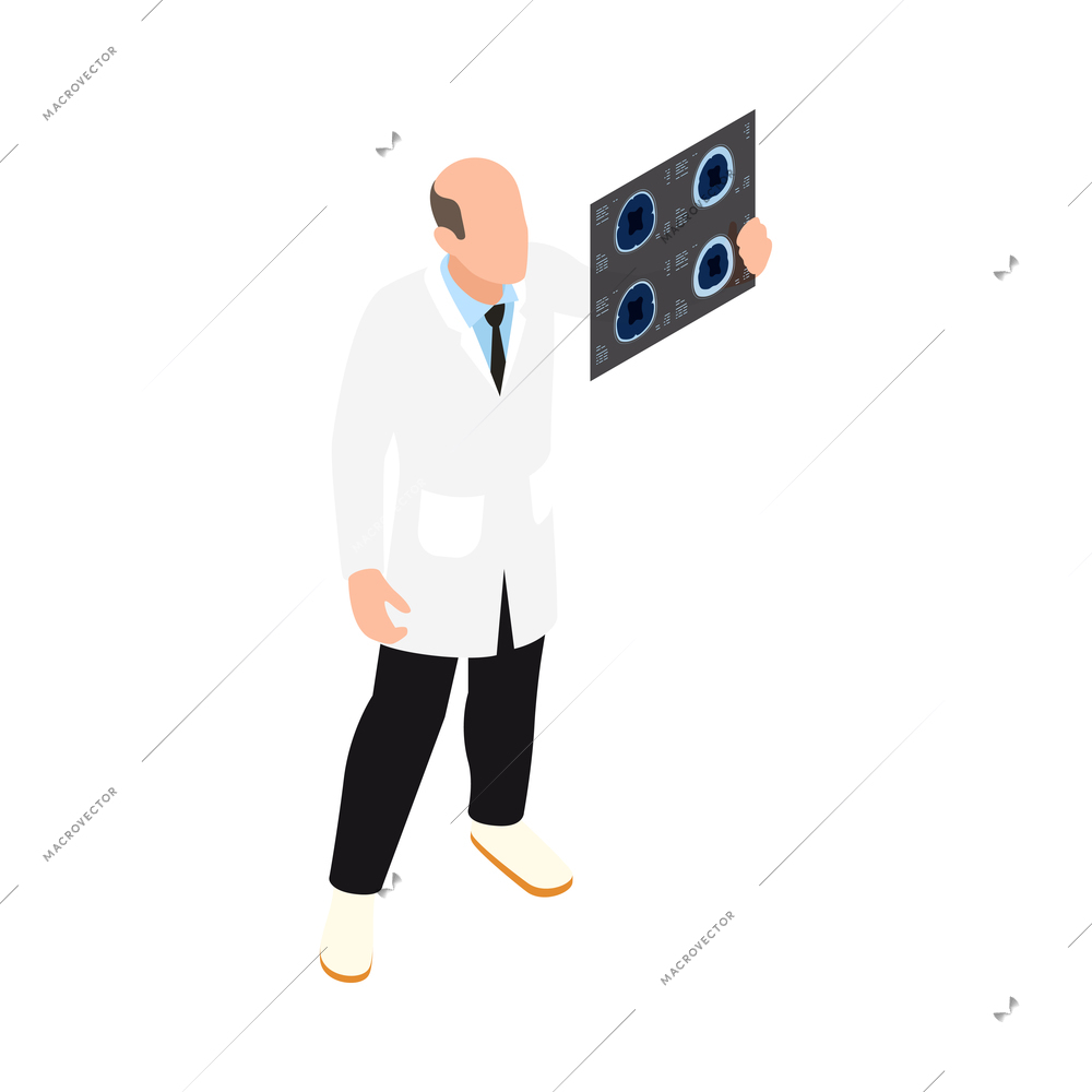 Neurology and neural surgery isometric composition with medical innovations isolated image vector illustration