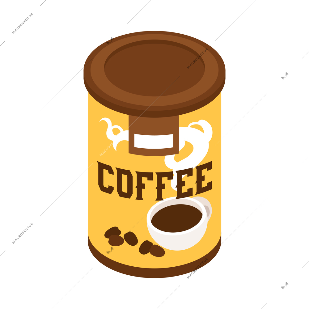 Isometric coffee house barista composition with isolated coffeeshop image on blank background vector illustration