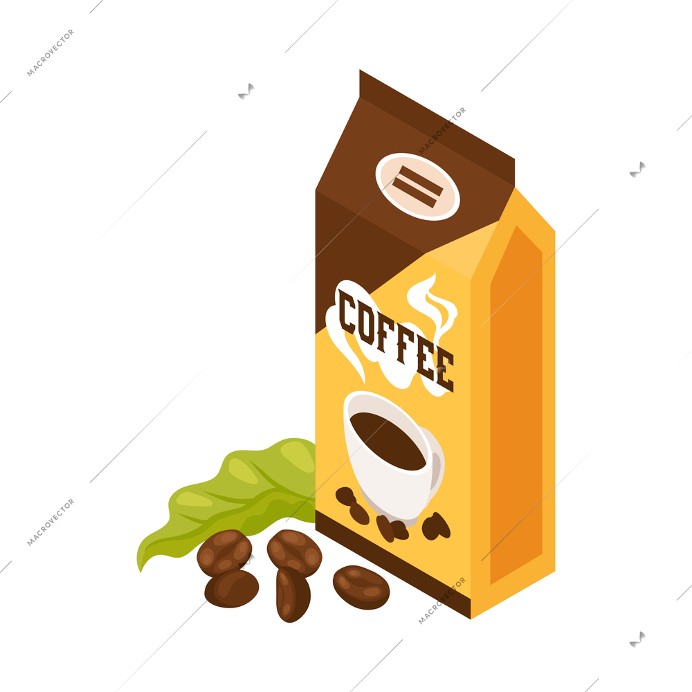 Isometric coffee house barista composition with isolated coffeeshop image on blank background vector illustration