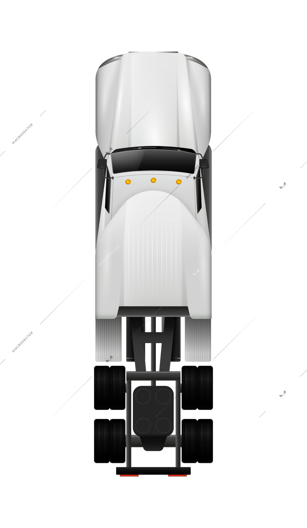 Special vehicles top view realistic composition with isolated image of car view from above vector illustration