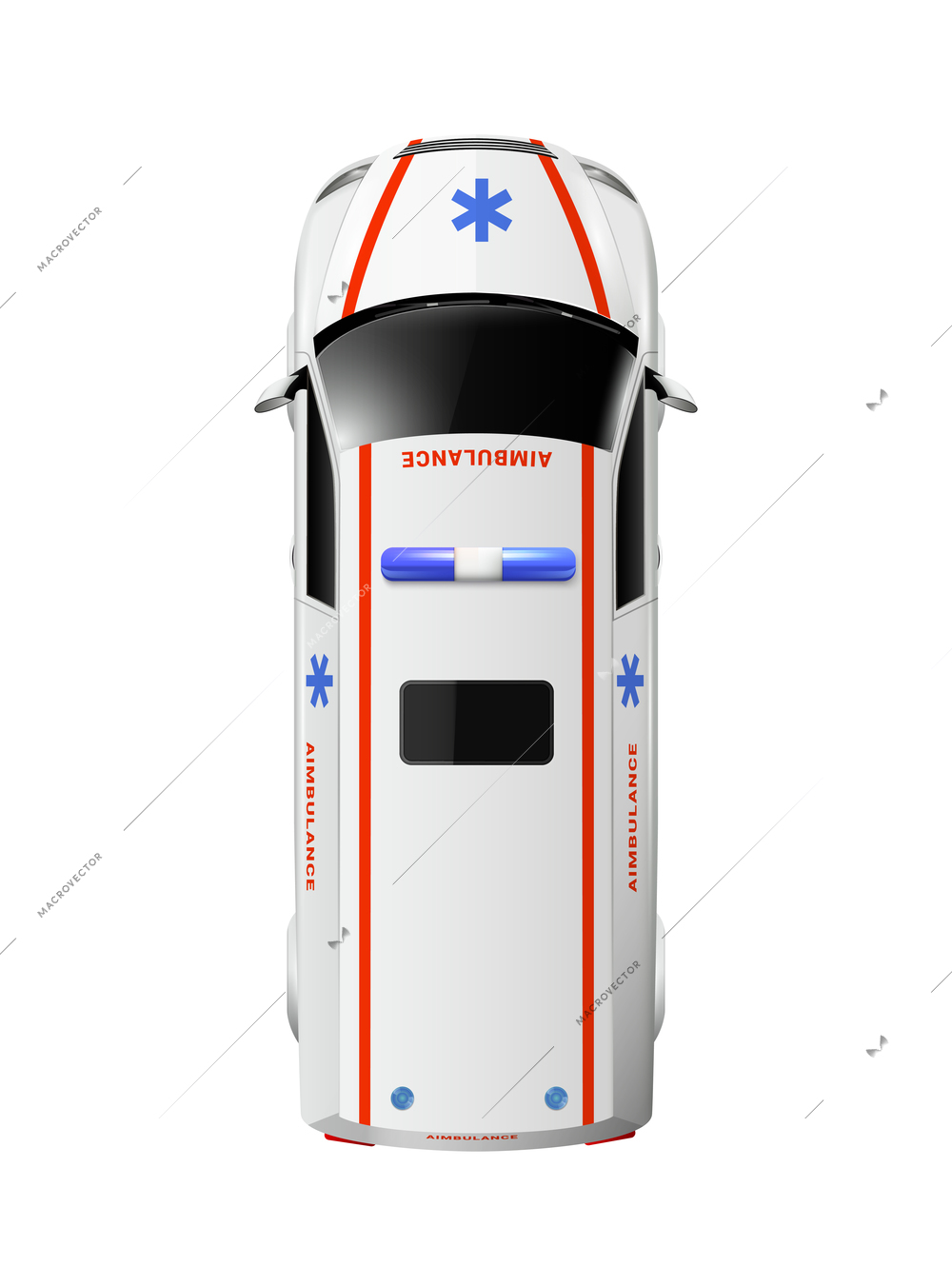 Special vehicles top view realistic composition with isolated image of car view from above vector illustration