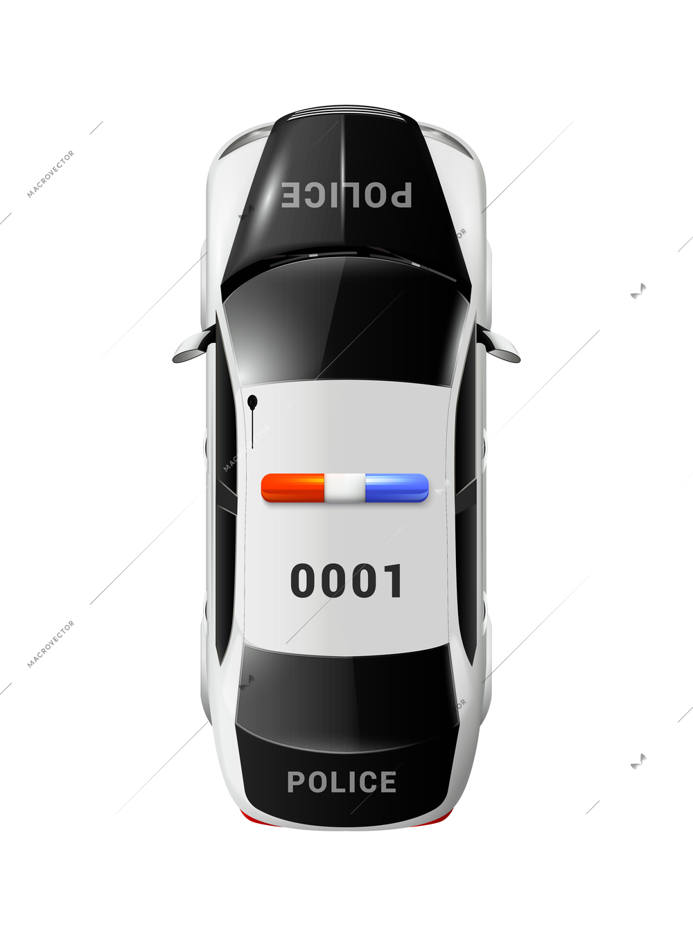 Special vehicles top view realistic composition with isolated image of car view from above vector illustration