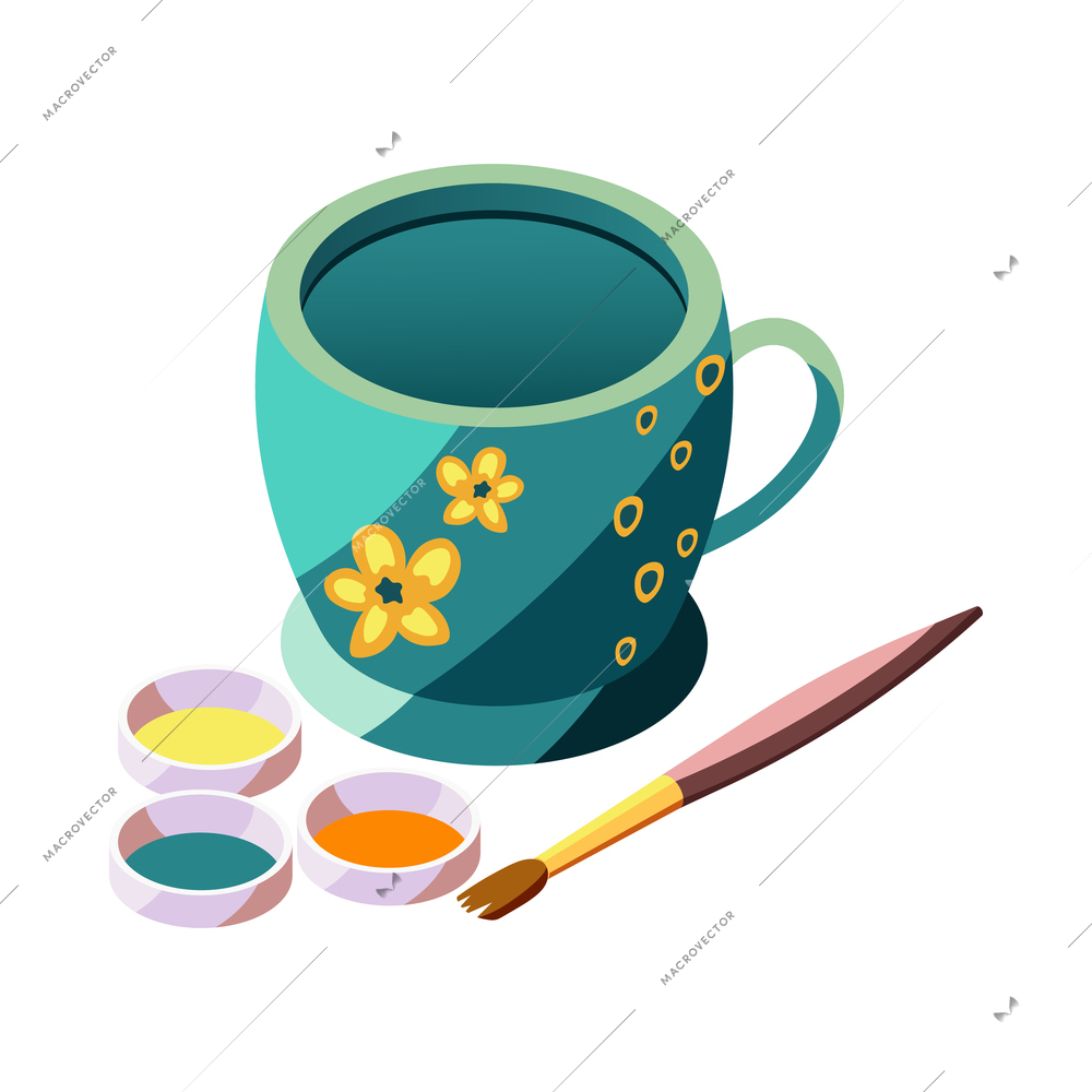 Hobby crafts isometric composition with isolated images of professional crafting tools on blank background vector illustration