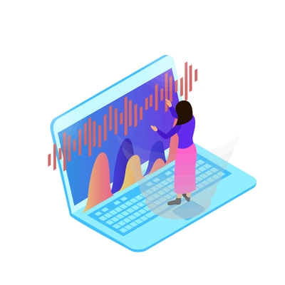 Voice control isometric composition with people controlling smart devices with speak commands vector illustration