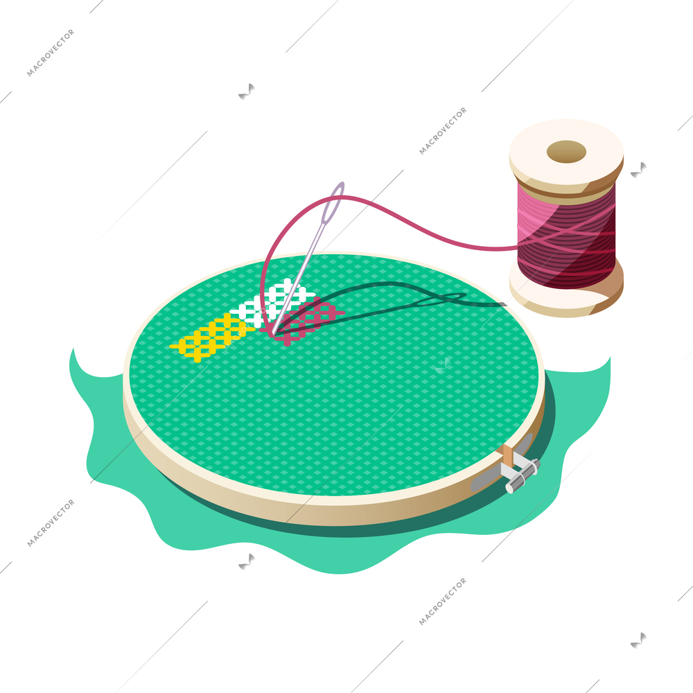 Hobby crafts isometric composition with isolated images of professional crafting tools on blank background vector illustration